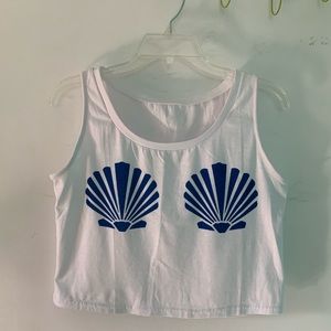 White mermaid crop top